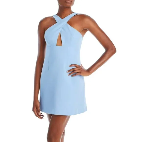 French Connection | Dresses | Nwt French Connection Whisper Ruth Crossover  Mini Dress Womens 2 Xs Blue Cut Out | Poshmark
